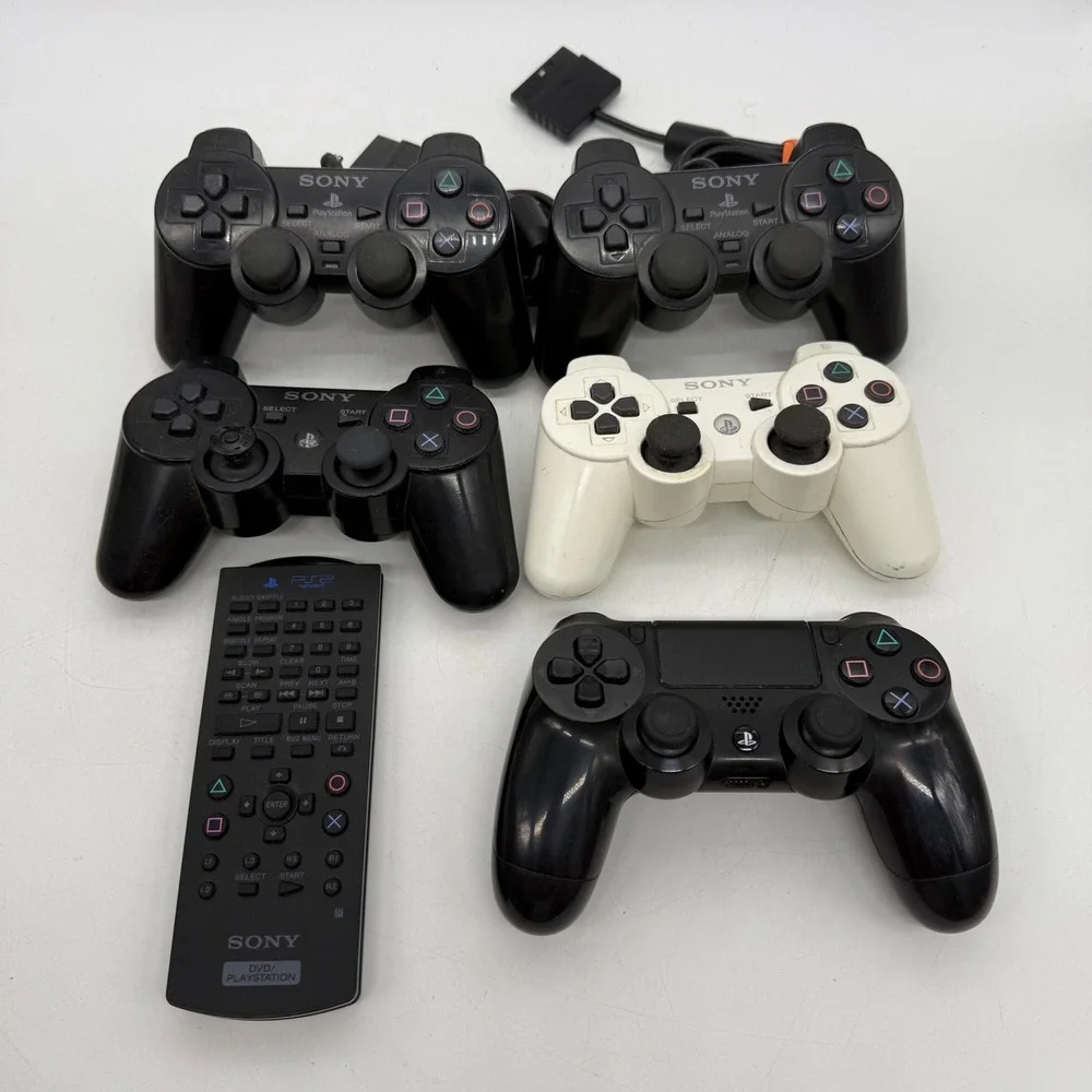Sony PlayStation Controller Lot PS2 PS3 PS4 Remote Black White For Parts